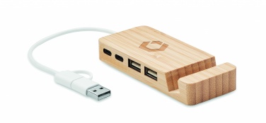 Logotrade promotional items photo of: Bamboo USB 4 ports hub
